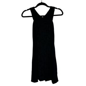 Label Ritu Kumar Womens Sleeveless V-Neck Cotton Floral Lace Shift Black Dress 1